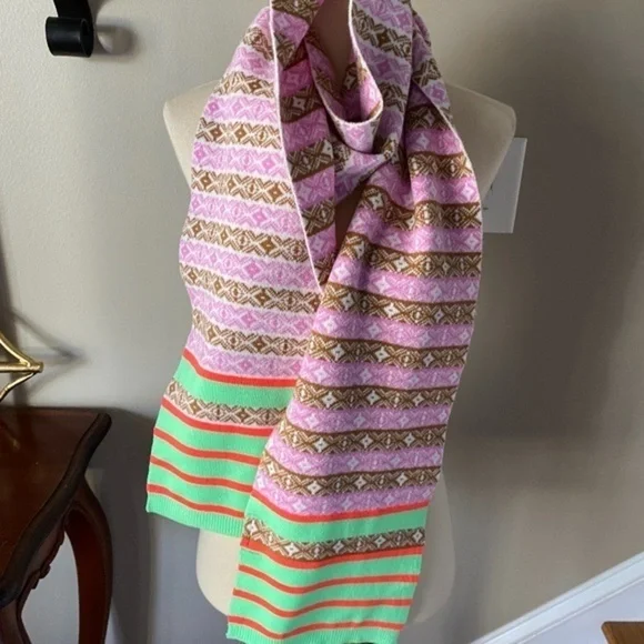 Anthropologie Maeve Pink Abstract Knit Scarf - Picture 1 of 6